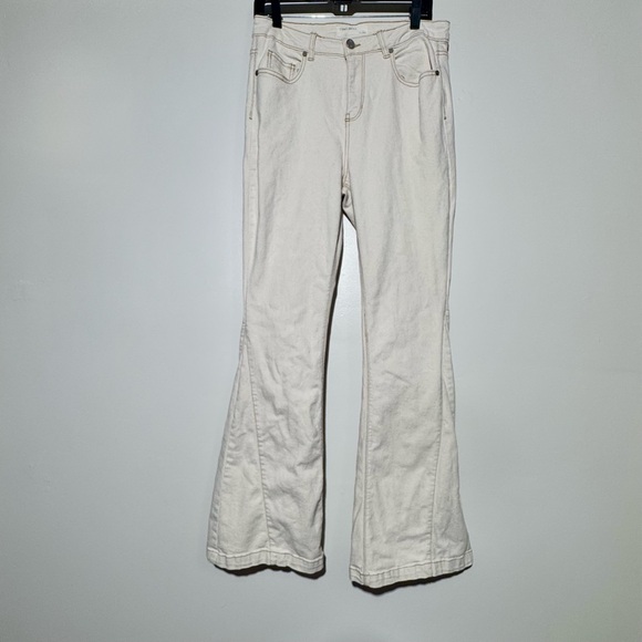 Anthropology Jeans 29 High Rise Oatmeal Stretch Boot Cut Boho Festival Banjara - Picture 1 of 12